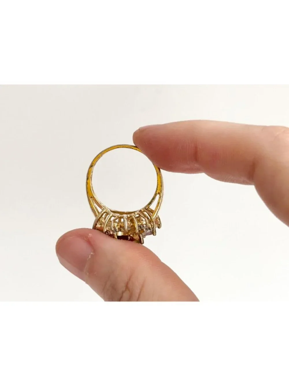 Rainbow Gemstone Vermeil Floral Sterling Silver 925 Vintage Ring - sz 8
